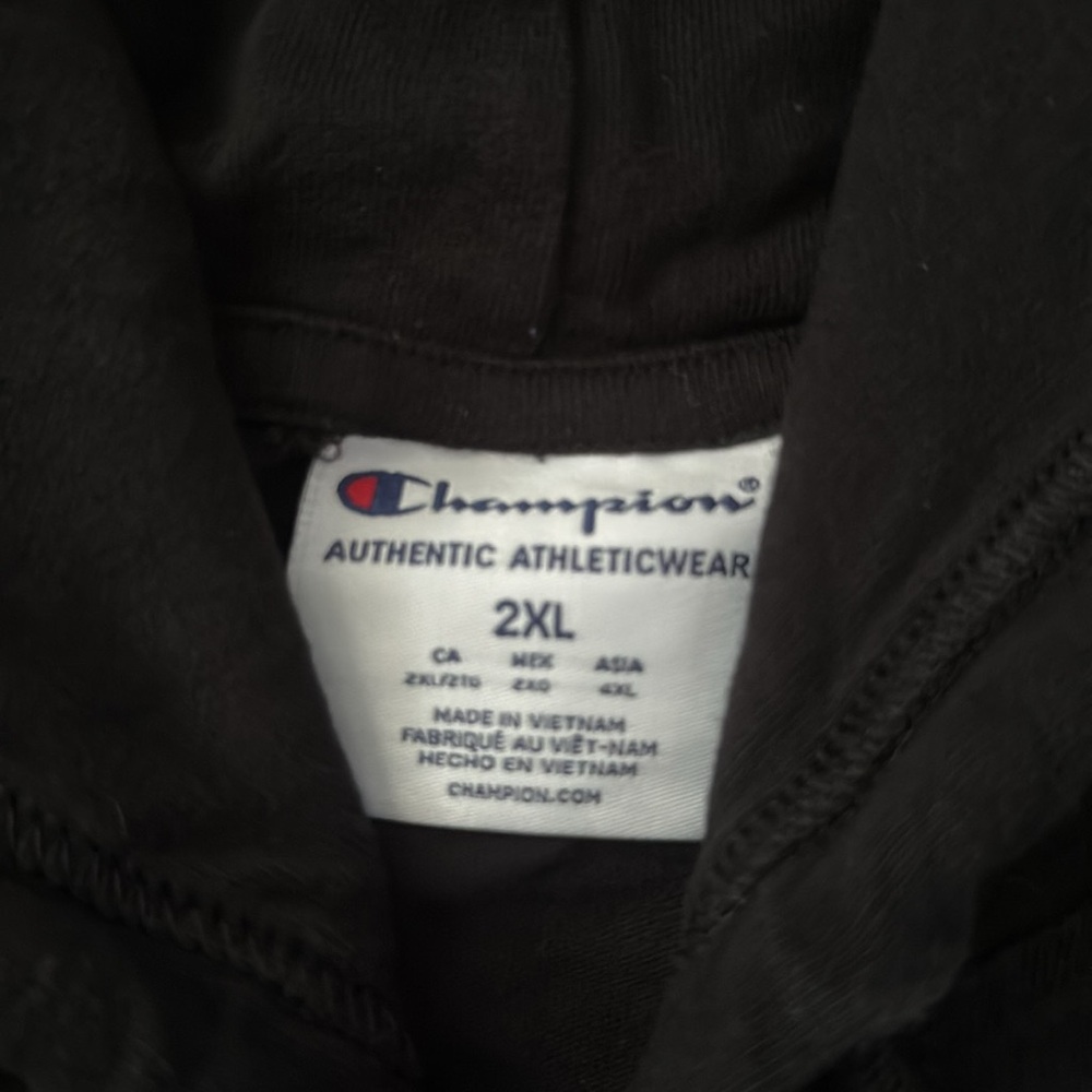 EUC Men’s Champion Black/White Script MidWeight Hoodie in Size 2XL - Picture 5 of 9